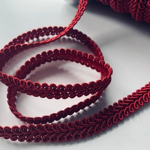 Rayon BRAID Cord Textile Gimp Scroll Chain Trim Home Decor Pillow Cushion Curtains Edge Trimming - 10mm Wide - ANY LENGTH - Burgundy