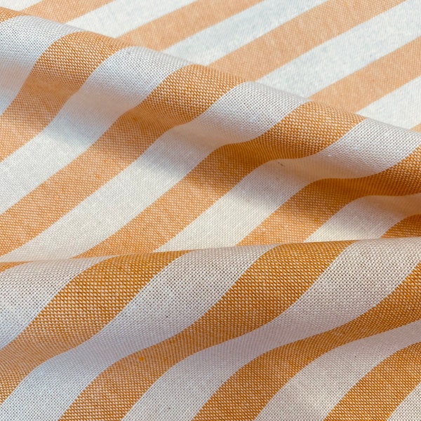 Leinenoptik STRIPES Culla Stoff Einrichtungsvorhang Polsterung Schneiderei Baumwolle Stoff 110"/ 280 cm EXTRA Breit Leinwand - Senfgelb