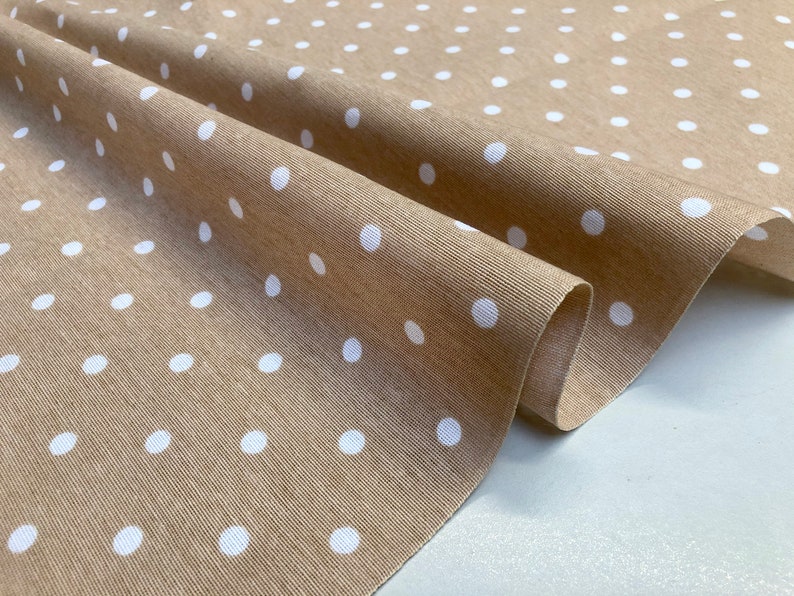 Polka Dot Fabric White Spots Dots PolyCotton Material Shabby Classic Chic Textile Home Decor Dress Curtains 55''/140cm Wide Canvas image 3