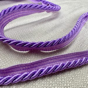 May include: Purple braided trim with a satin finish. The trim is approximately 1 inch wide and has a subtle sheen.