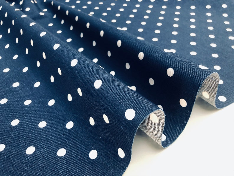 Polka Dot Fabric White Spots Dots PolyCotton Material Shabby Classic Chic Textile Home Decor Dress Curtains 55''/140cm Wide Canvas image 8