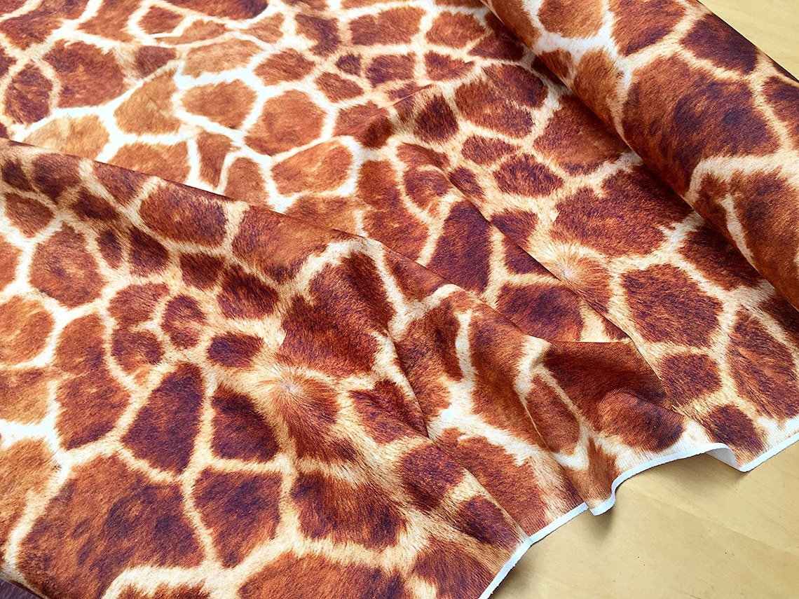 Giraffe Fabric Digital Animal Print Cotton Material Etsy UK