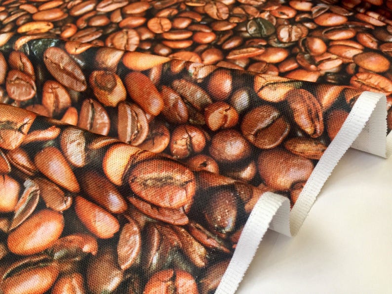 COFFEE BEANS Bean Cafe Cotton Fabric Curtain Upholstery Etsy