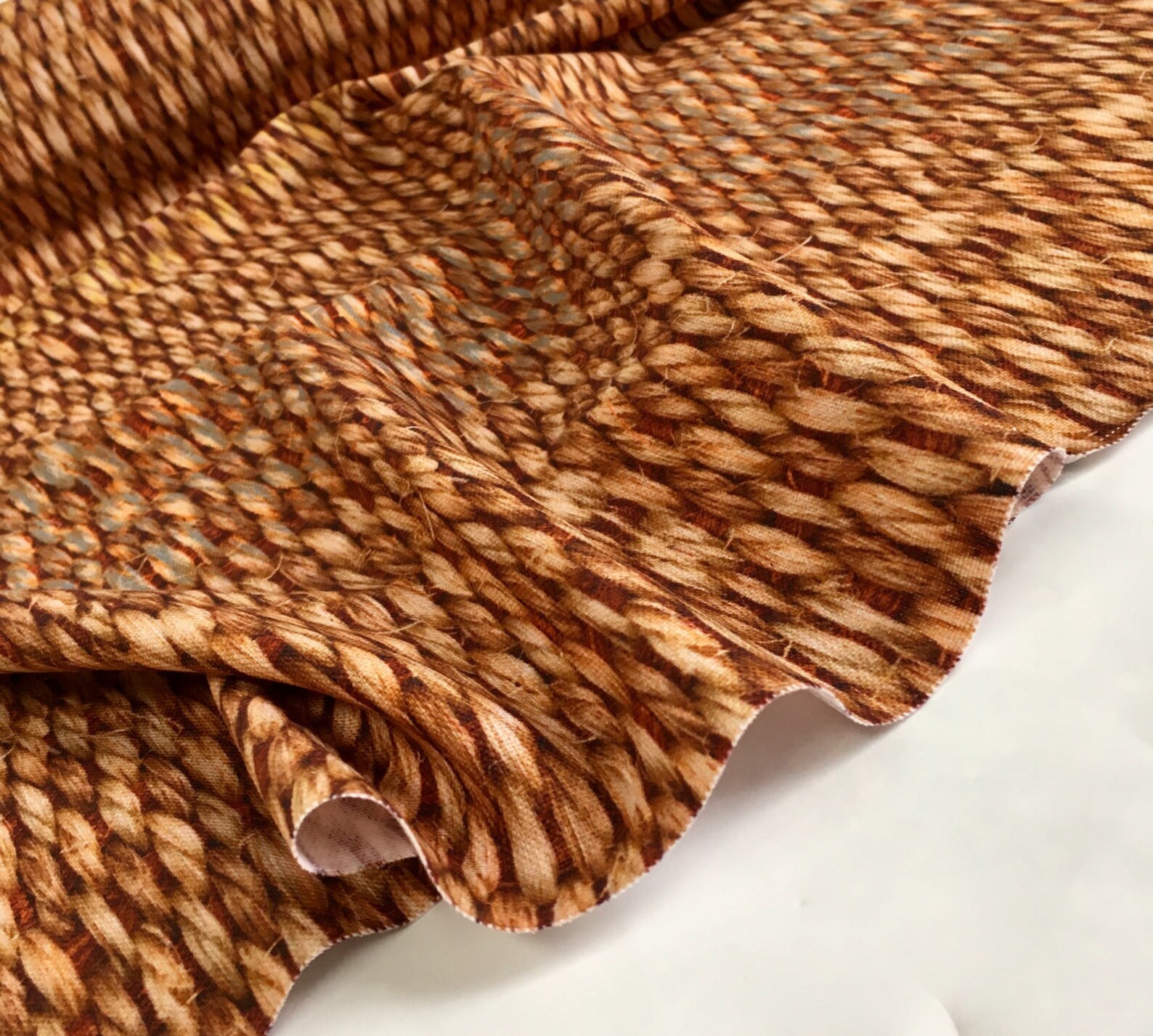 Sisal Fibre Ropes Matting Effect Brown Digital Print Fabric Etsy