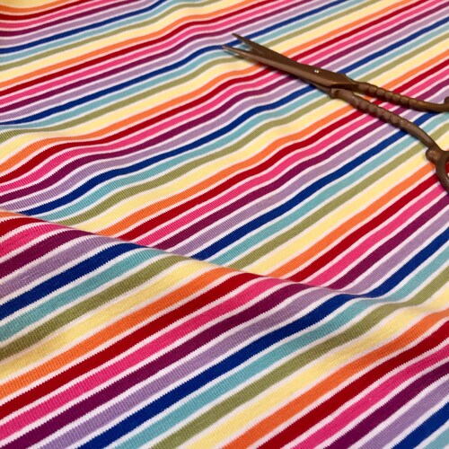 rainbow stripe jersey fabric