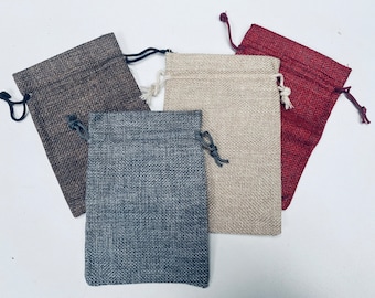 Jute Hessian Small Bags Jute Wedding Gift Pouch Burlap Sack Favor Bag 3.7" x 5" or 9.5cm x 13cm Red Grey Brown Natural