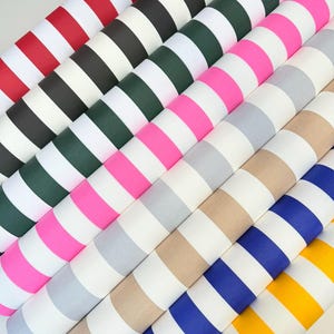 Teflon-Coated Outdoor Fabric – White Striped Waterproof Material for Cushions, Awnings, Canopy, Patio – 140cm Wide