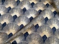 Art Deco Geometric Damask Floral Fan Fabric Fountain Leaf - Curtain Upholstery Home decor - 55"/140cm Wide - Gold & Black