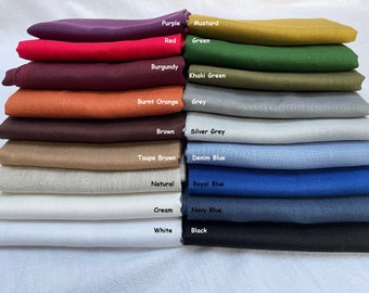 Pure Plain Linen Fabric Material Lightweight Linens for home decor, bedding, clothes, curtains - 140cm wide - 19 colours