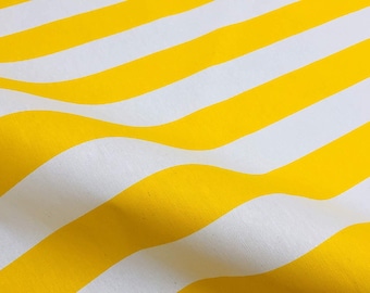 Teflon-Coated Outdoor Fabric – Yellow & White Striped Waterproof Material for Cushions, Awnings, Canopy, Patio – 140cm Wide
