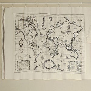 Tessuto Mappa del Mondo Vintage – Tappezzeria in Lino Retrò – Tende, Arredo & Cucito – 110cm x 65cm