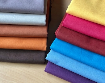 Plain Medium Weight Cotton Fabric For Dressmaking Curtains Light Upholstery Material Mixed Colours - 110"/280cm Extra Wide Canvas