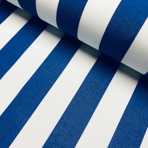 Royal Blue & White Striped DRALON Outdoor Fabric Acrylic Teflon Waterproof Upholstery Material For Cushion Gazebo Beach - 63&quot;/160cm Wide