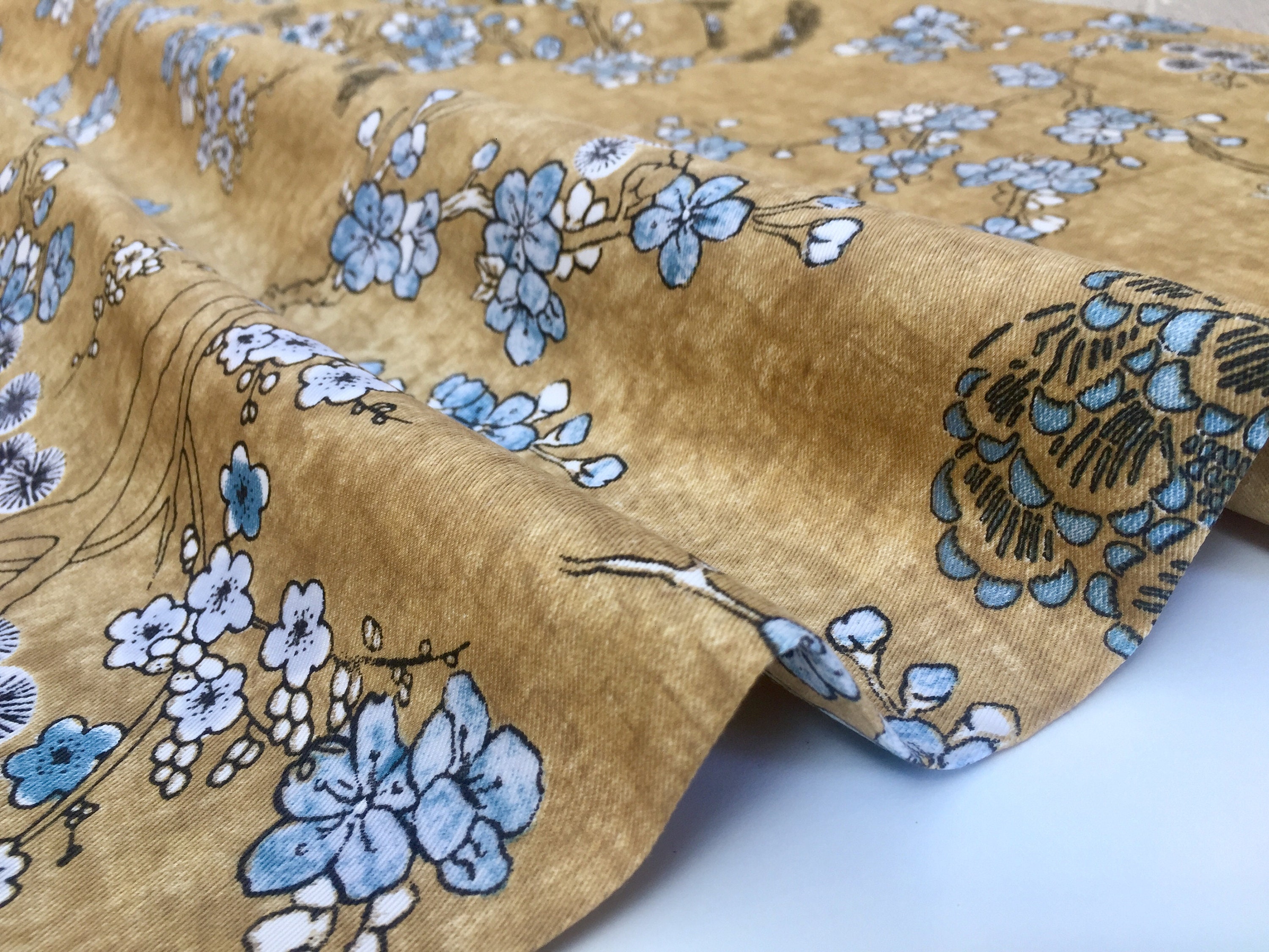 Japanese Sakura Blossom Cherry Floral Twill Curtain Fabric | Etsy UK