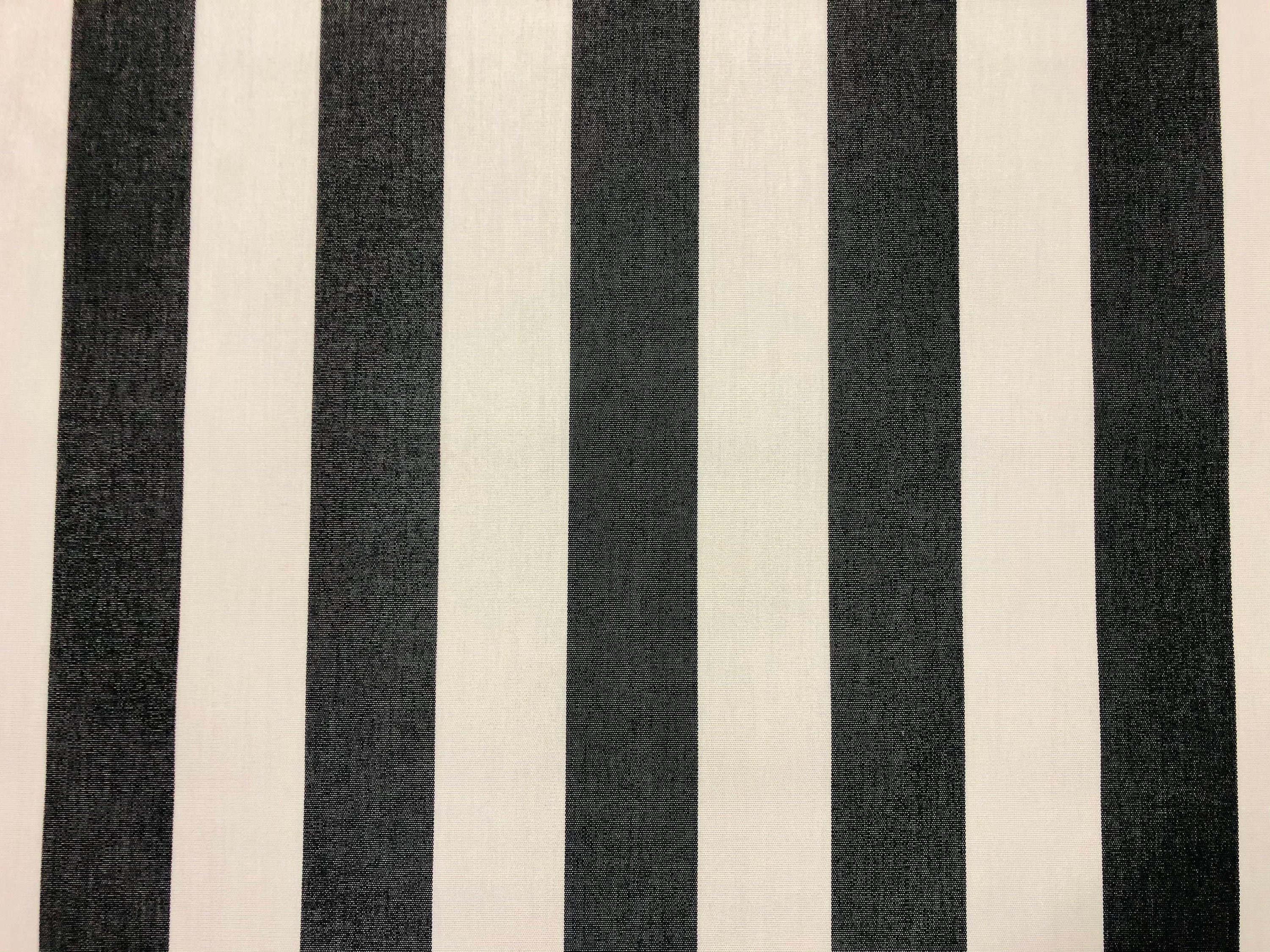 Teflon Waterproof Outdoor Fabric for cushion, gazebo, beach - 140cm wide,  sold by metre - BLACK & White Stripe Material Stripes - Lush Fabric