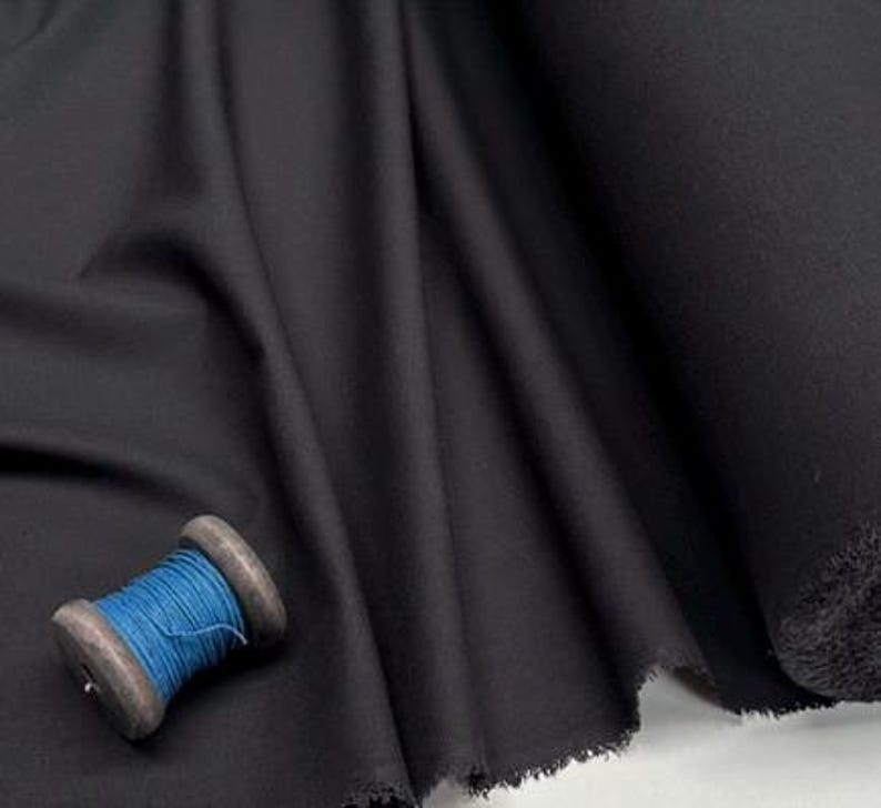 Tela Clásica de Mezcla de Lino y Algodón Ligera para Decoración del Hogar, Ropa de Cama, Ropa, Cortinas – 140 cm de Ancho Black