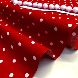 Polka Dot Fabric White Spots Dots PolyCotton Material Shabby Classic Chic Textile Home Decor Dress Curtains 55''/140cm Wide Canvas image 9