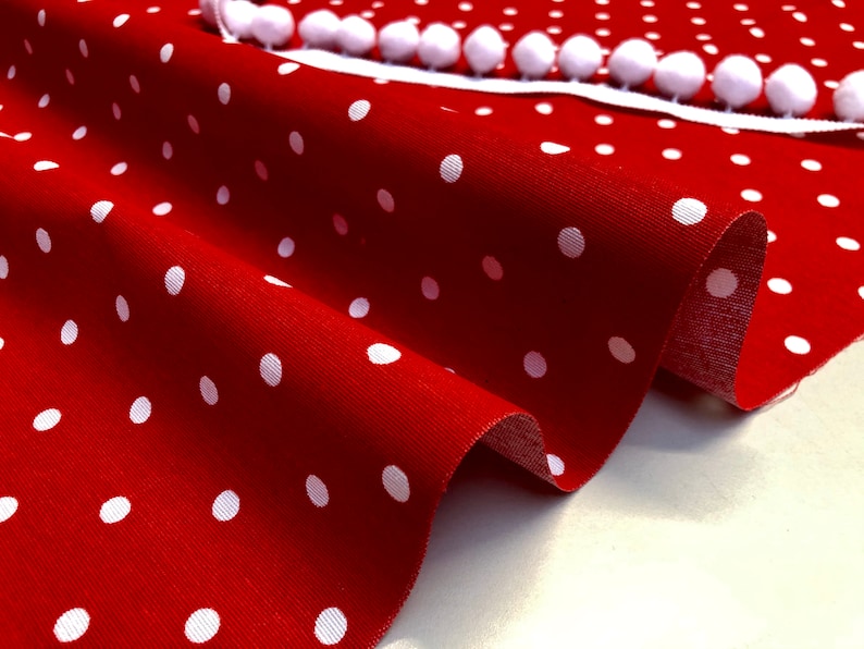 Polka Dot Fabric White Spots Dots PolyCotton Material Shabby Classic Chic Textile Home Decor Dress Curtains 55''/140cm Wide Canvas image 9