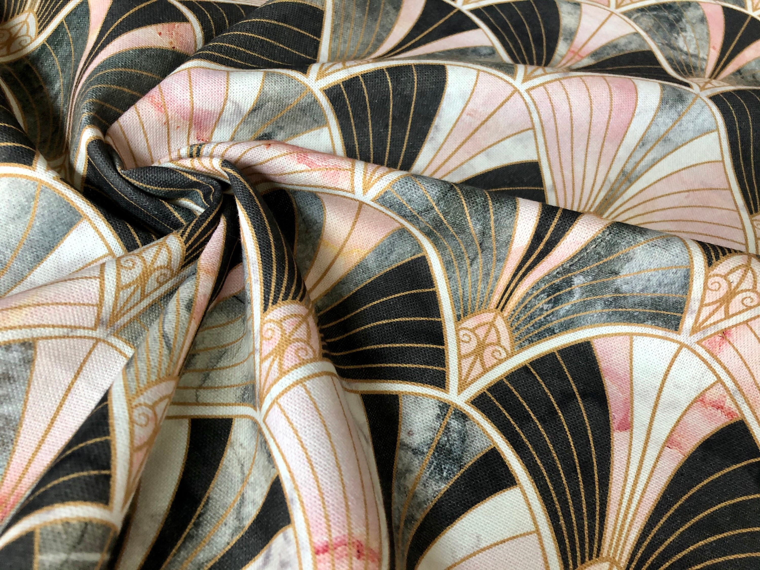 Marble Pink Fan Bow Art Deco Nouveau Geometric Shell Damask | Etsy