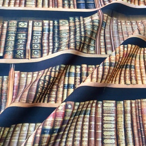 BOOKSHELF BOOK Fabric Curtain Upholstery Cotton Material / digital print fabric / book shelf effect 55 wide image 2