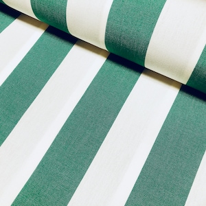Emerald Green & White Striped DRALON Outdoor Fabric Acrylic Teflon Waterproof Upholstery Material For Cushion Gazebo Beach - 63&quot;/160cm Wide