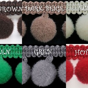 1 m POM POM BOBBLE trim frangia - misura media 10 mm 20 colori di