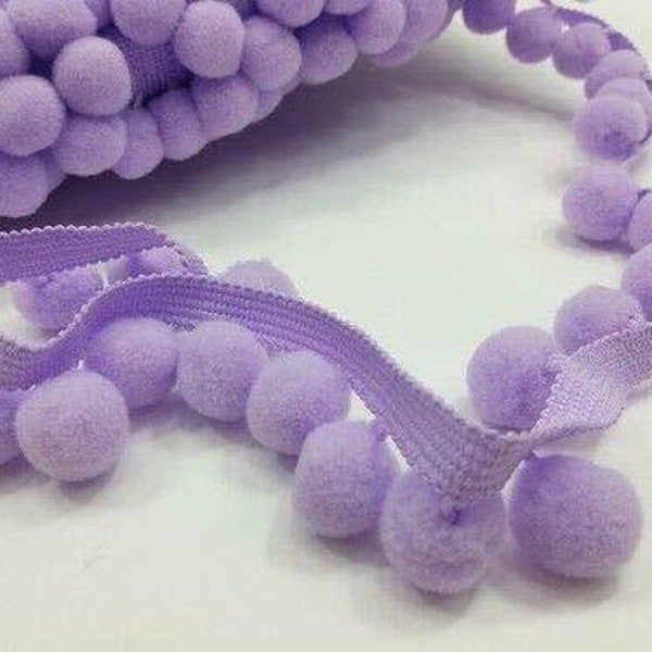 Lilac XL Size 2cm (0.8") Pom Pom Bobble Trim Fringe Pompom Trimming - BEST QUALITY!! Choose From 21 Colours #C (sold by the metre)