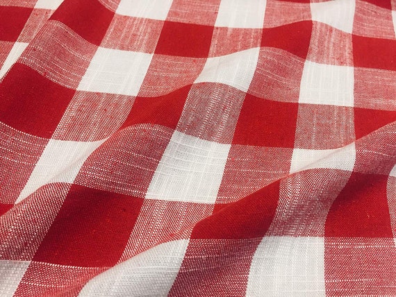 Gingham Linen Checked Fabric, Buffalo Plaid Curtain Material