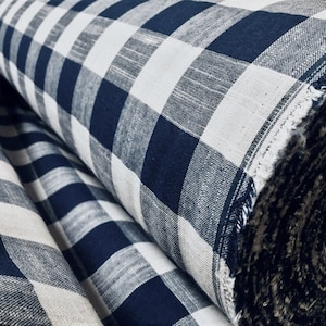 Tessuto a quadri a quadretti blu scuro e blu scuro Materiale scozzese Filato di cotone a quadri Buffalo Sartoria Tende 140 cm di larghezza