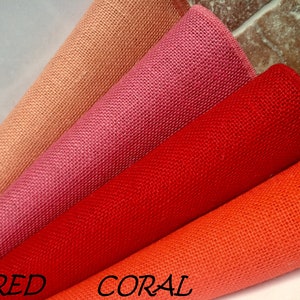 12&#39;&#39; wide Rustic Burlap Jute Runners For Events, Weddings, Home - Jute Hessian Table Runner - Salmon Pink, Pink, Red, Coral, Burgundy Jute