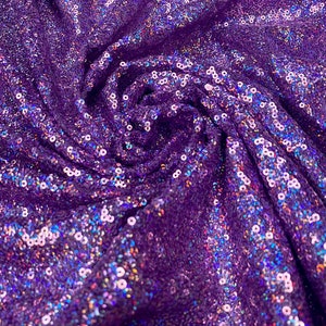 3mm Mini tissu en paillettes extensible dans les 2 sens pour mariage, robe, toile de fond 130cm Paillettes mates ou paillettes scintillantes Iridescent Lilac