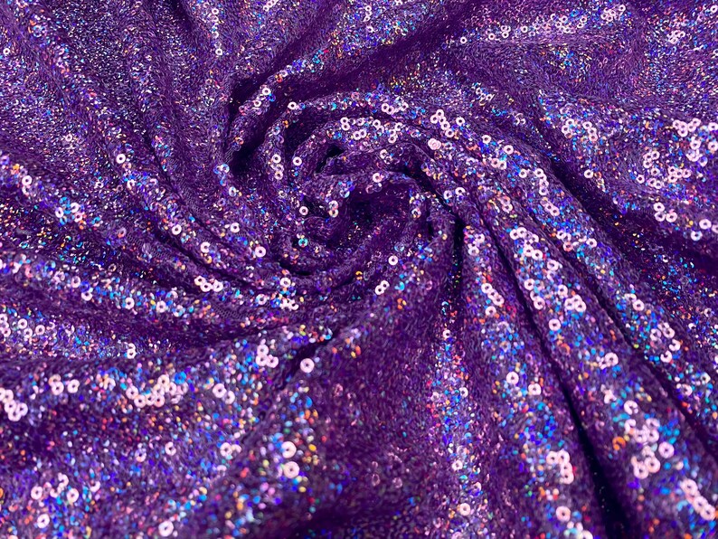 3mm Mini tissu en paillettes extensible dans les 2 sens pour mariage, robe, toile de fond 130cm Paillettes mates ou paillettes scintillantes Iridescent Lilac