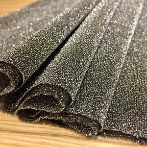 Lightweight Metallic Lurex Fabric Stretch Jersey Material - Sparkling GREY Glitter - 150cm wide