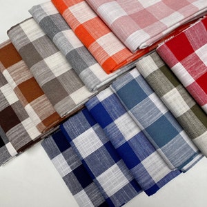 Gingham Linen White Checked Linen Fabric Plaid Material Buffalo Check Cotton Yarn - 55&quot; or 140cm wide