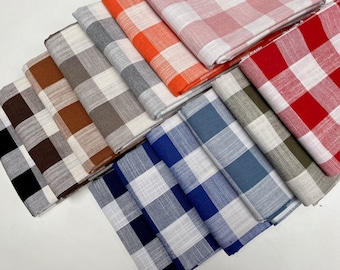 Gingham Linen White Checked Linen Fabric Plaid Material Buffalo Check Cotton Yarn - 55&quot; or 140cm wide
