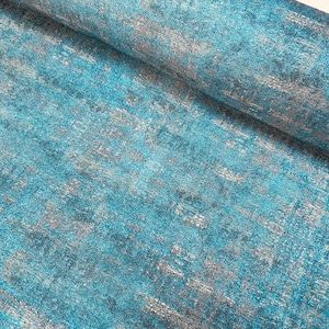 Materiale in tessuto blu dall'aspetto sporco per decorazioni per la casa, tende, tappezzeria - Tela larga 140 cm