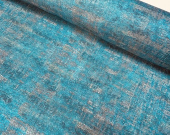 Dirty Look Teal Blue Turquoise Fabric Material for Home Decor, Curtains, Upholstery - 55"/140cm Wide