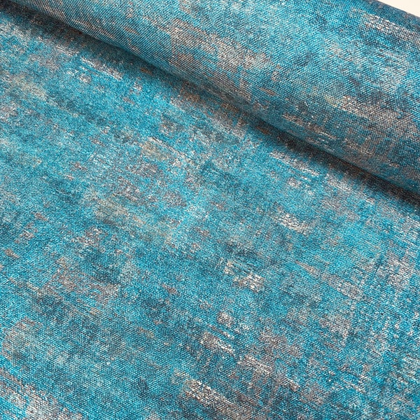 Dirty Look Blue Turquoise Fabric Material for Home Decor, Curtains, Upholstery - 55"/140cm Wide