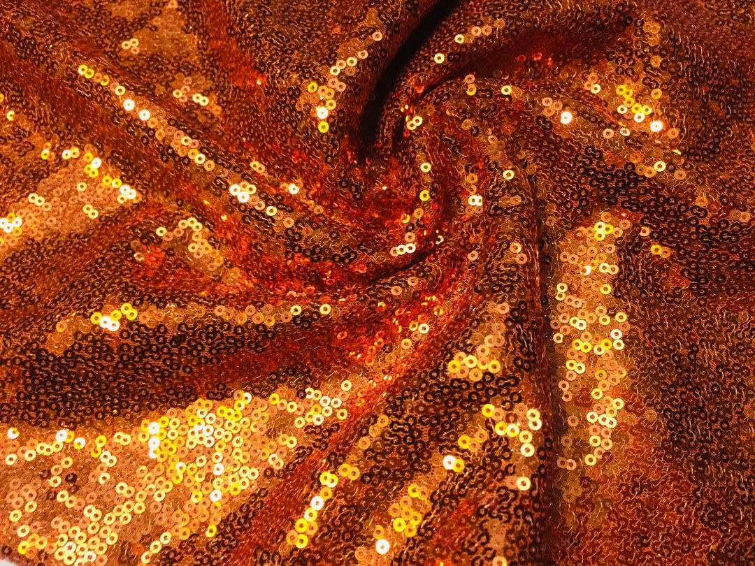 Copper Spangles 3mm Sparkling COPPER Orange Gold Sequins Material 2 Way Stretch Fish ...