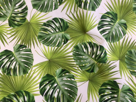 Tropical LEAVES GREEN Digital Leaf Upholstery Cotton Print - Etsy 140cm Curtain for PALM Wide Fabric