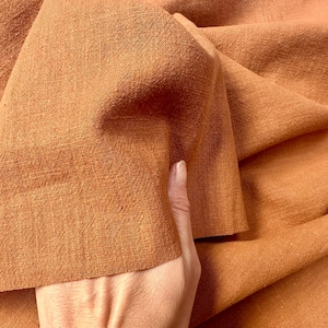Terracotta Stone Washed Pure Plain Linen Fabric Material - 100% Linens Home Decor Bedding Clothes Curtains - 55&quot; 140cm Wide