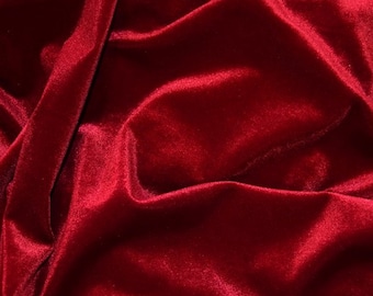 Hot Red Decor Velvet Fabric Soft Strong Velour Stretch Material - home decor, curtains, upholstery, dress - 165cm wide