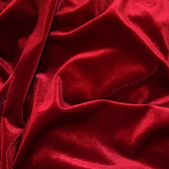 Hot Red Decor Velvet Fabric Soft Strong Velour Stretch Material Home Decor,  Curtains, Upholstery, Dress 165cm Wide 