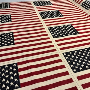 USA Sterne und Streifen Flagge Retro Leinen Look Schwere Jacquard Gobelin Polster Baumwolle Tasche Kissen Panel Stoff - 23 '' x 14 ''