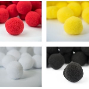 Pompons grandes de 20 mm – Bolas macias para artesanato – Pompons de poliéster de cores variadas – Artesanato infantil, decorações e projetos de arte – Pacotes com 50 ou 100