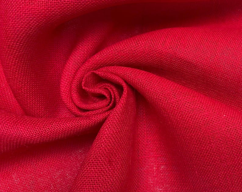 Tela de Yute Teñida - Arpillera Colorida para Bodas, Caminos de Mesa, Cortinas - 62 Pulgadas de Ancho RED