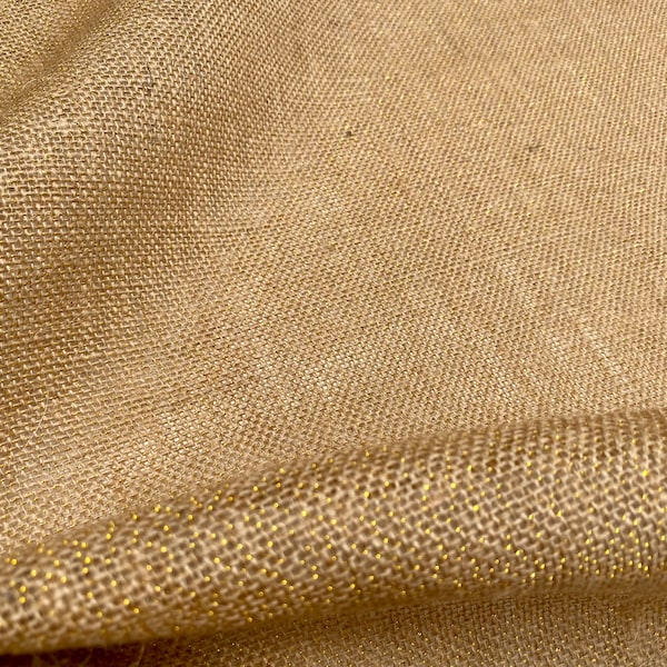 Matière de sac en tissu 100% JUTE HESSIAN pailleté - Toile de jute naturelle fine 10 oz - 160 cm de large