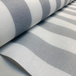 Tessuto a righe bianco e grigio argento - Tovaglia per tende Sofia Stripes Materiale da rivestimento - Tela larga 280 cm