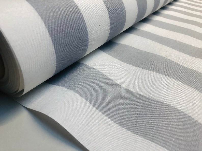 Tissu rayé gris argenté et blanc Tissu de tapisserie | Etsy