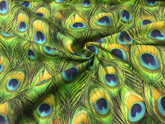 Peacock Feathers Digital Print Fabric Home Decor Upholstery - Etsy